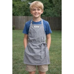 Sur La Table Kids Gray Cotton Twill Adjustable Bib Chef Apron 18x24